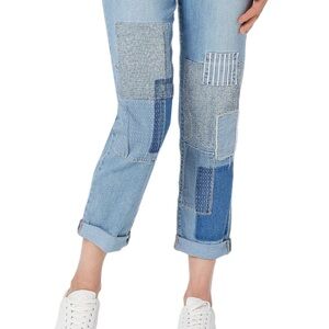 LOGO Lavish Lori Goldstein Patchwork Boyfriend Jeans Light Wash Denim 6P Petite